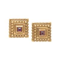 VAHE NALTCHAYAN, YELLOW GOLD AND RHODOLITE GARNET EARRINGS