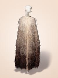 Guy Laroche Haute Couture, Beaded Cream Gown & Ostrich Cape