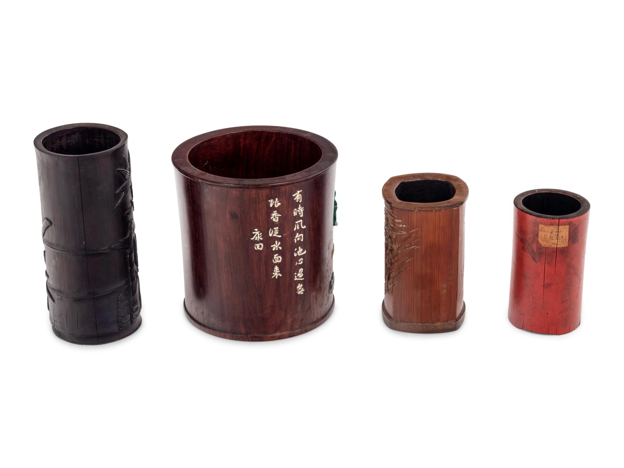 21 Chinese Lacquer and Wood Scholar's Objects