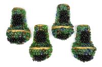 A Set of Four Continental Gilt Bronze and Colored Glass Wall Sconces Height 15 inches. — FIRST HALF 20TH CENTURY