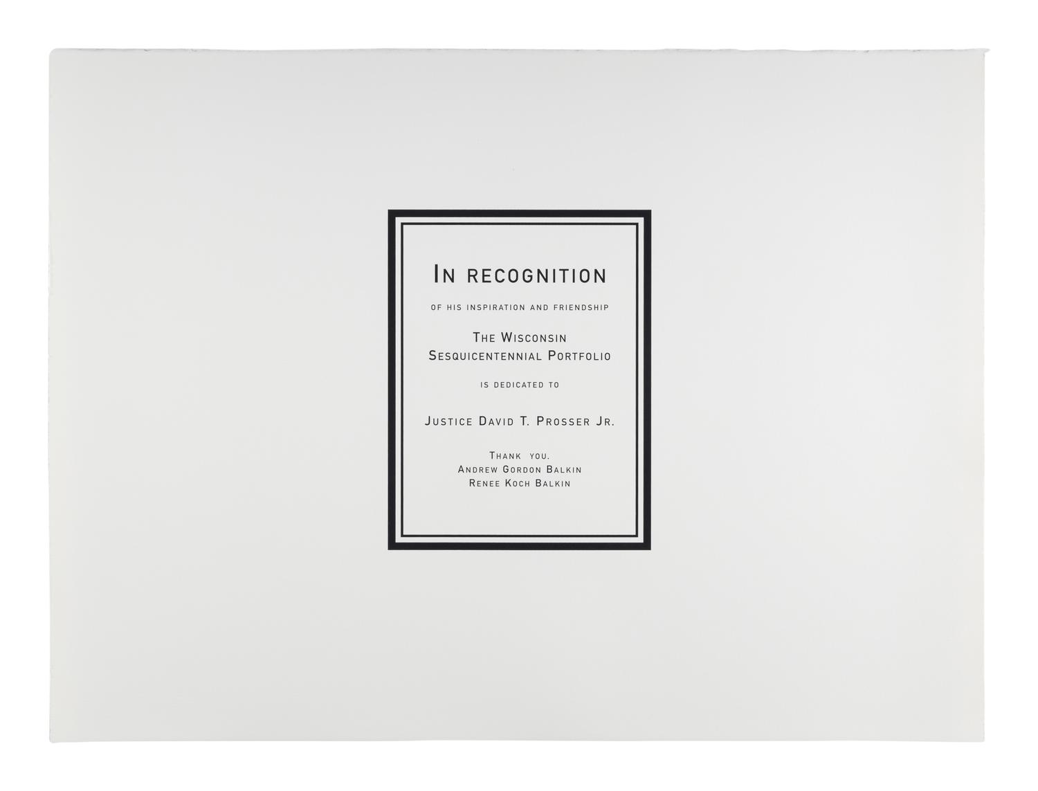 The Wisconsin Sesquicentennial Portfolio (complete portfolio of 17 works by 15 artists with portfolio case), 2001