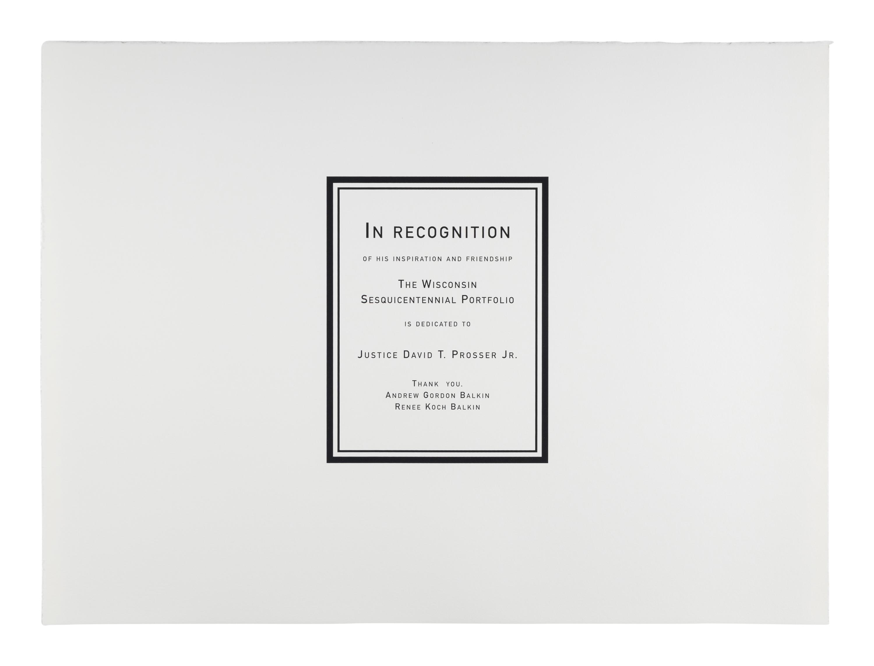 The Wisconsin Sesquicentennial Portfolio (complete portfolio of 17 works by 15 artists with portfolio case), 2001