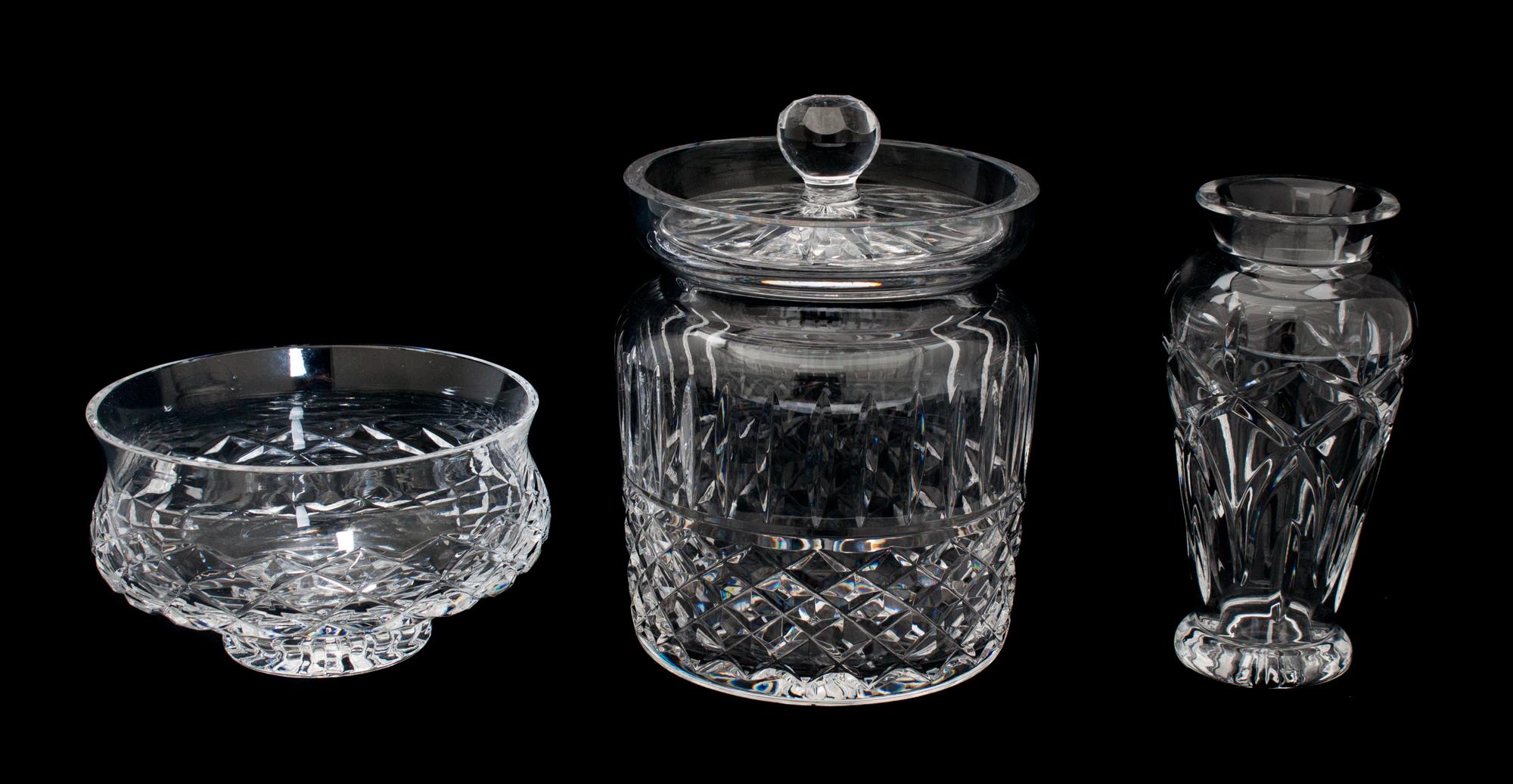 Three Waterford Crystal Table Articles Height of tallest 6 7/8 inches.