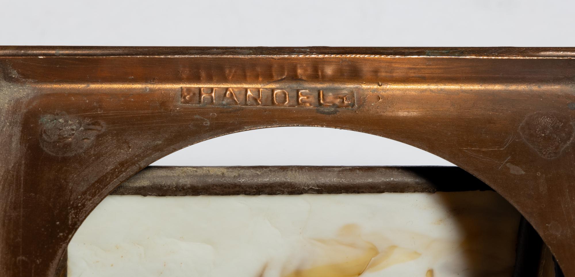 Slag glass shades, six, c. 1908 Handel Glass, USA
