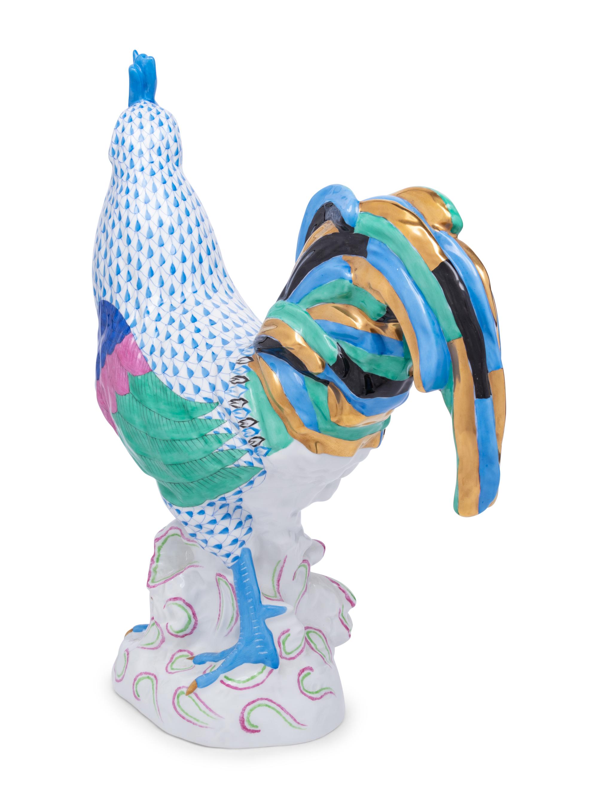 A Large Herend Porcelain Rooster