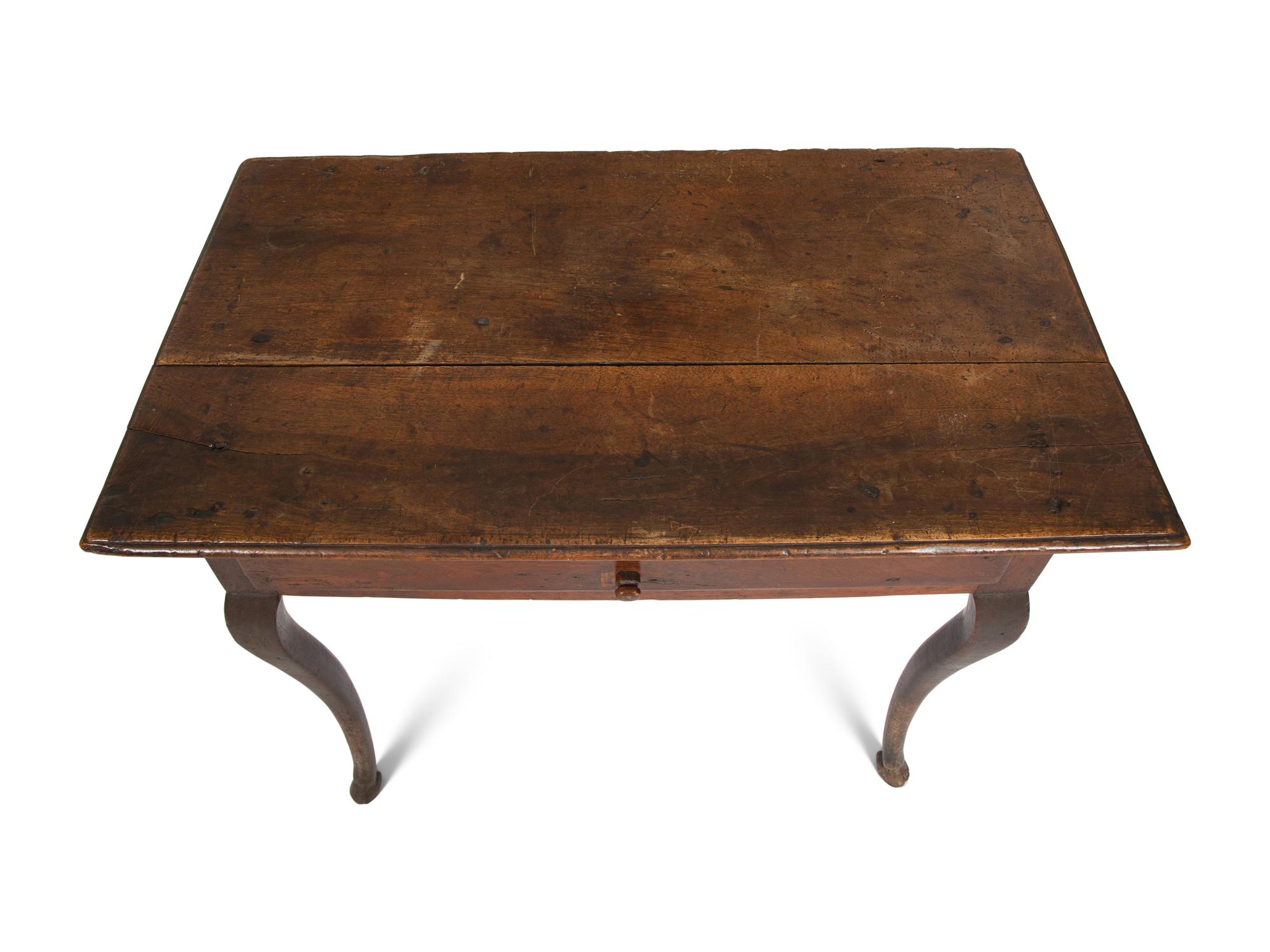 An 18th Century French Provincial Walnut Writing Table and Associated Empire Side Chair