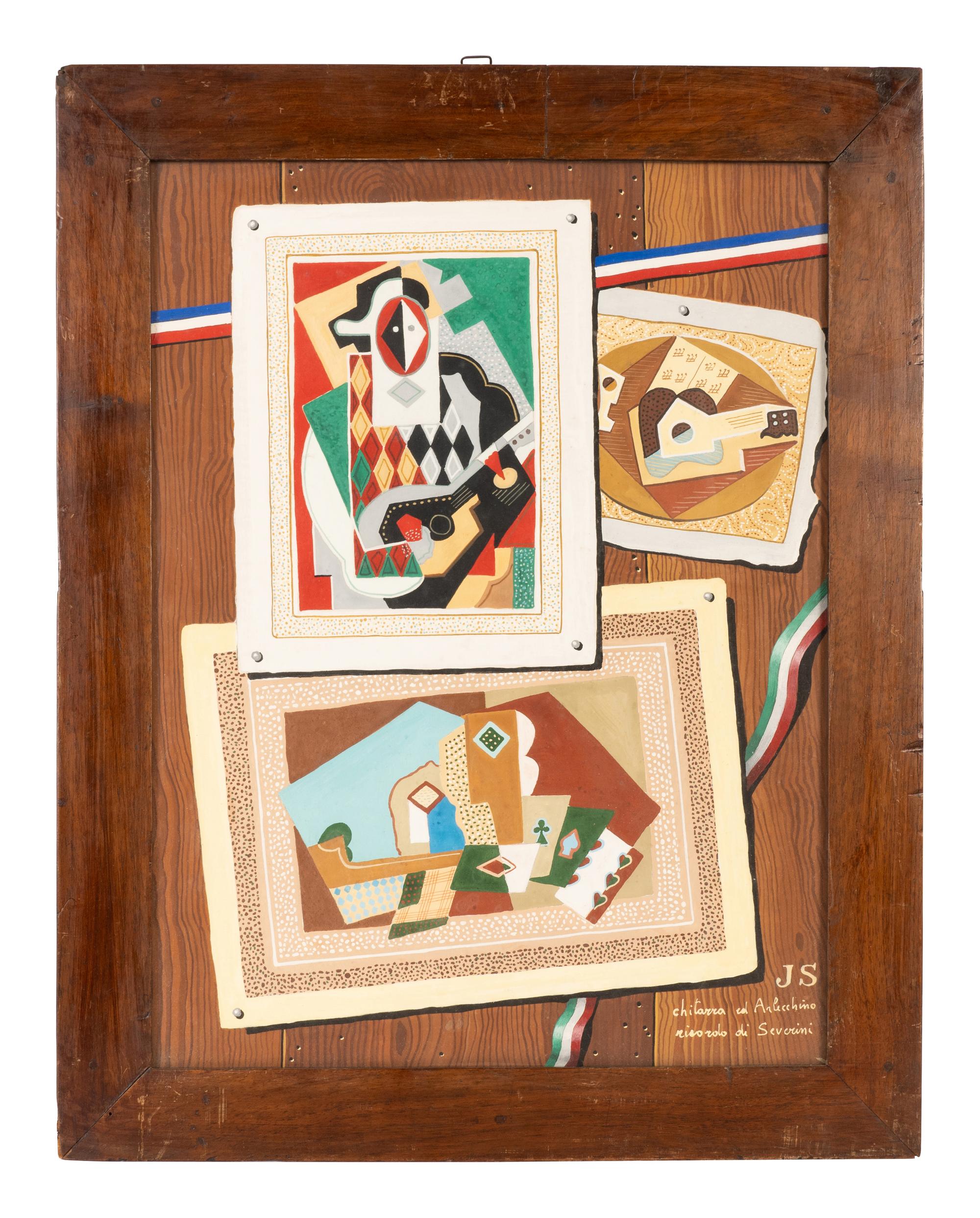 Two Italian Trompe-L'Oeil Collage Paintings — 20TH CENTURY