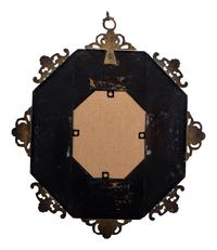 An Italian Renaissance Revival Ebonized Fruitwood, Gilt Metal and Cabochon Stone-Inset Picture Frame
