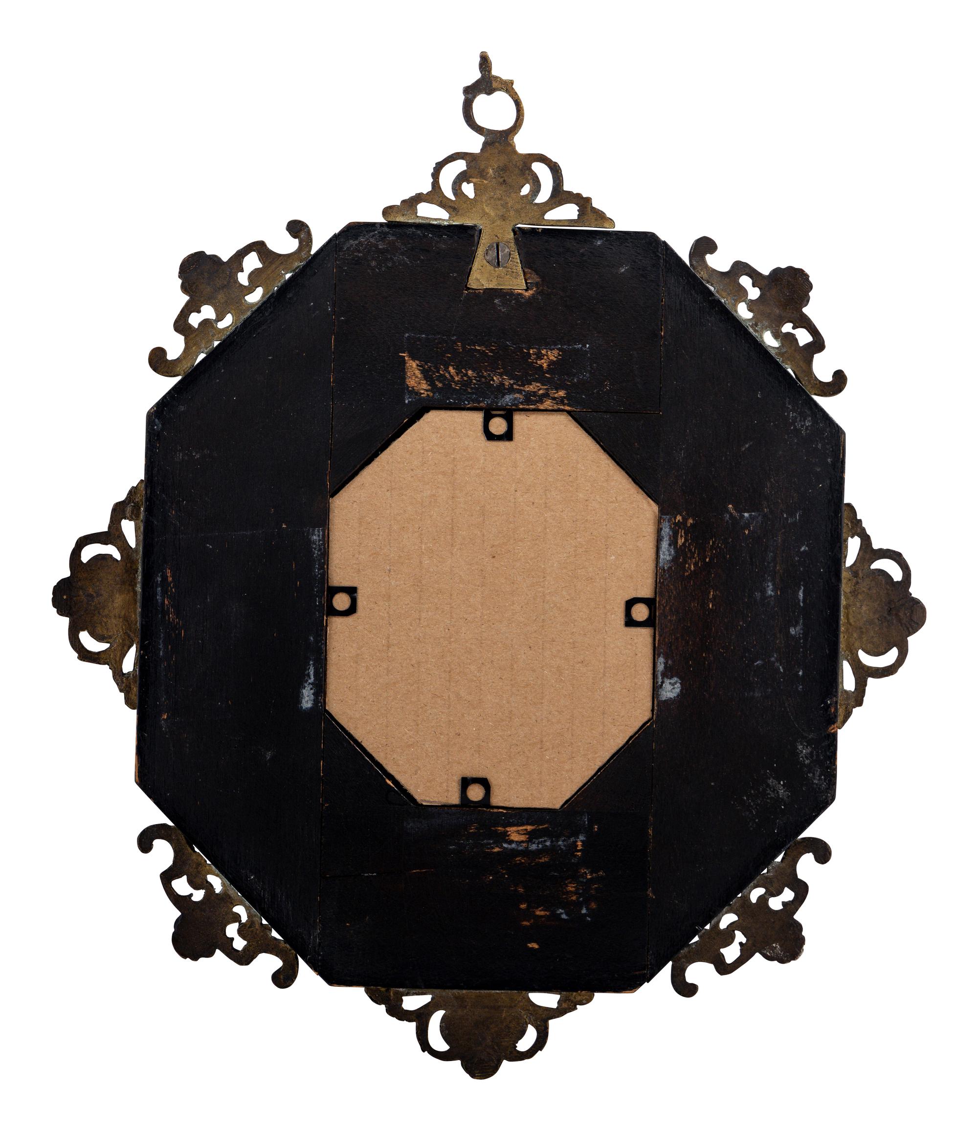 An Italian Renaissance Revival Ebonized Fruitwood, Gilt Metal and Cabochon Stone-Inset Picture Frame