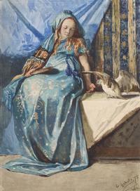 Madchen mit Vogel, 1875