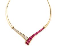 A 14 Karat Yellow Gold, Ruby and Diamond Necklace, 31.10 dwts.