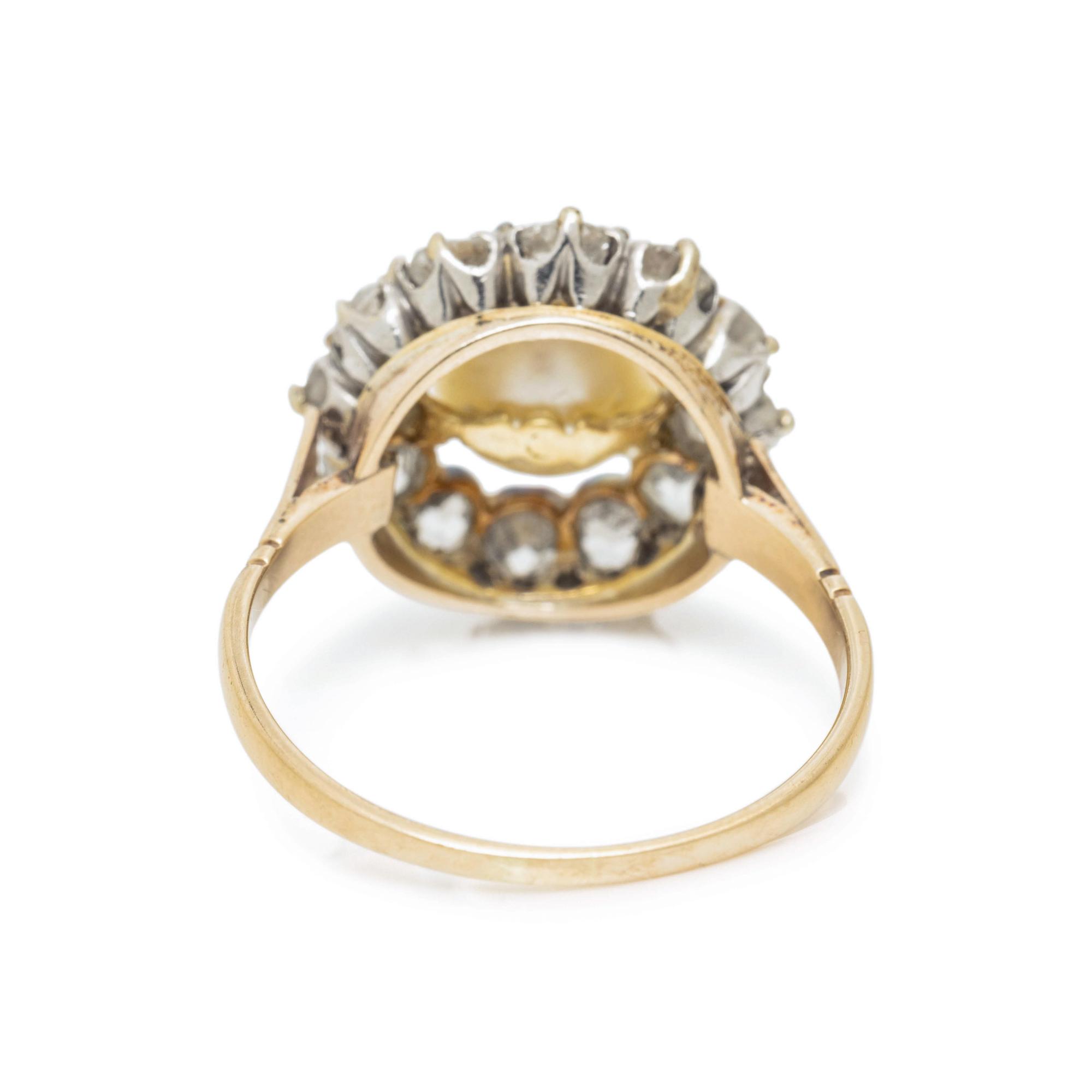 ANTIQUE, CULTURED PEARL AND DIAMOND RING