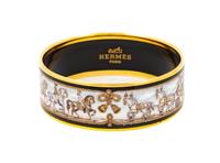An Hermès Black Enamel 65mm Bangle, 2.5" diameter, .75" W.