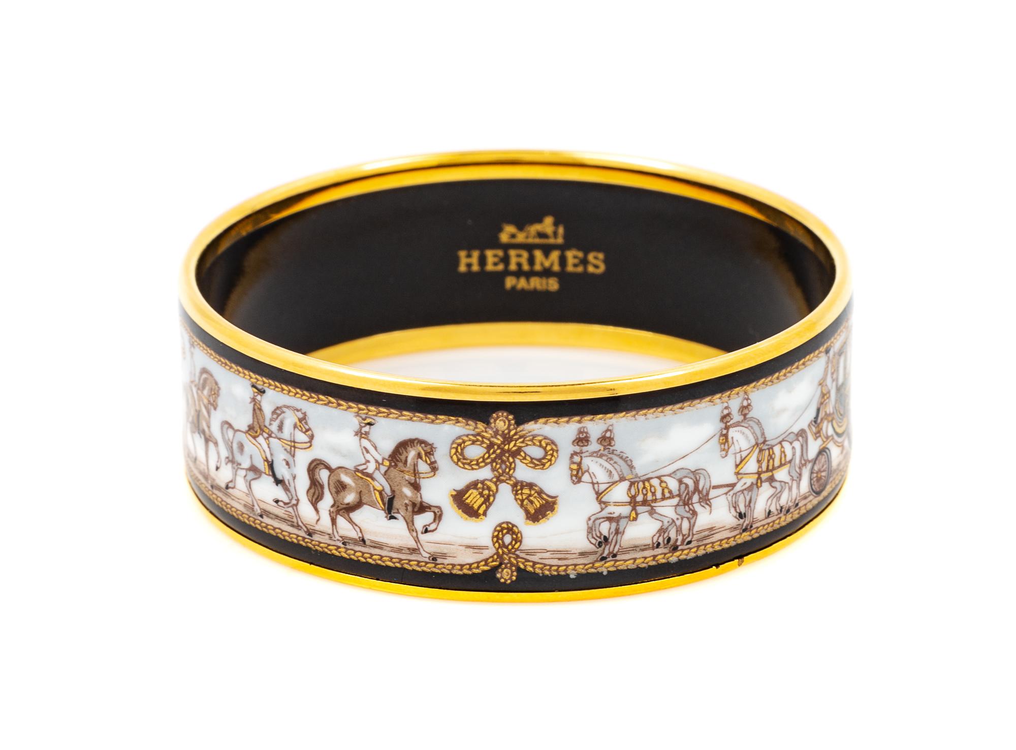 An Hermès Black Enamel 65mm Bangle, 2.5" diameter, .75" W.