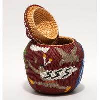 Paiute Pictorial Beaded Basket