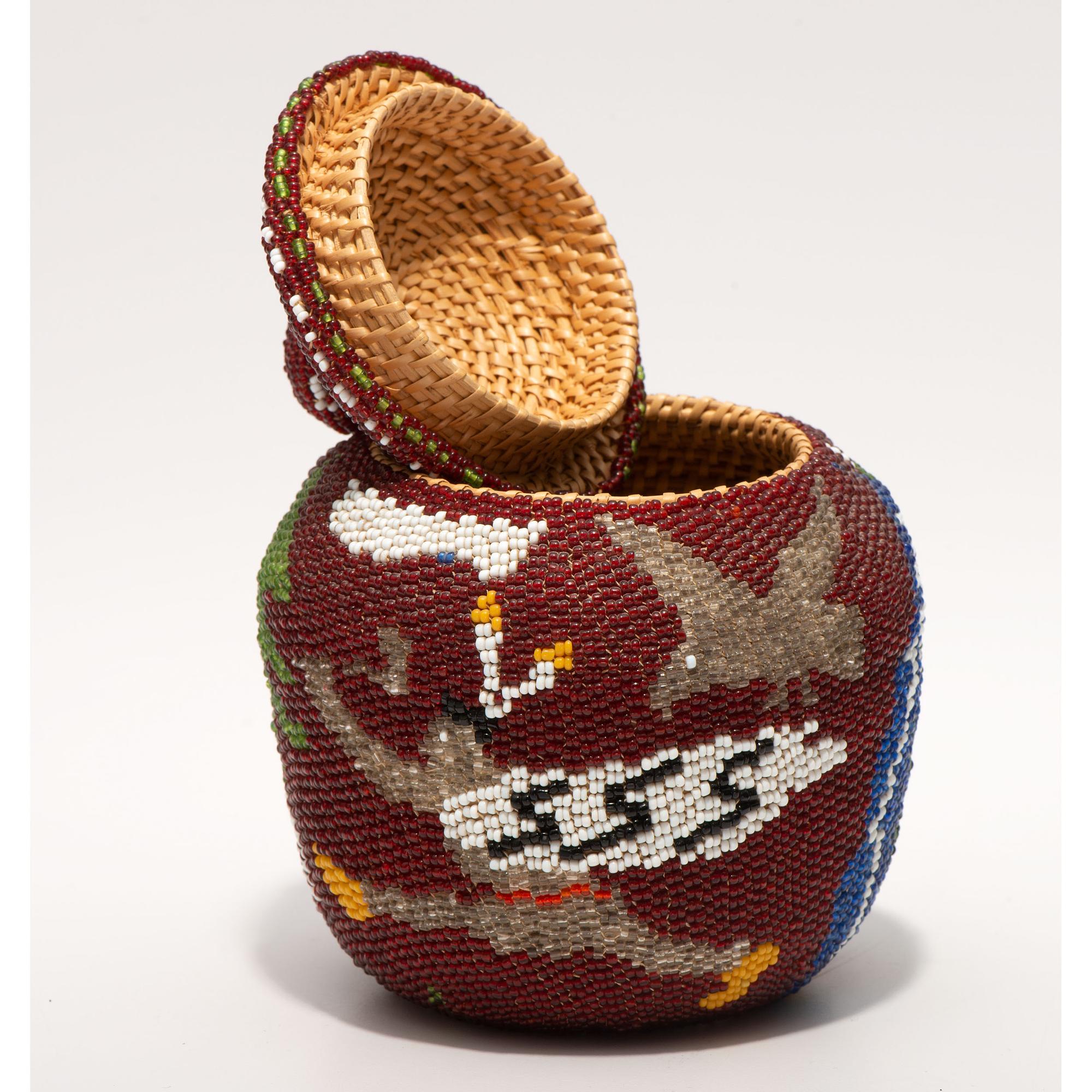 Paiute Pictorial Beaded Basket