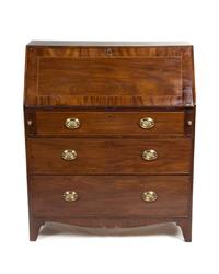 An English Mahogany Slant Front Secretary, EARLY 19TH CENTURY, Height 45 3/4 x width 38 3/4 x depth 19 inches. — EARLY 19TH CENTURY,