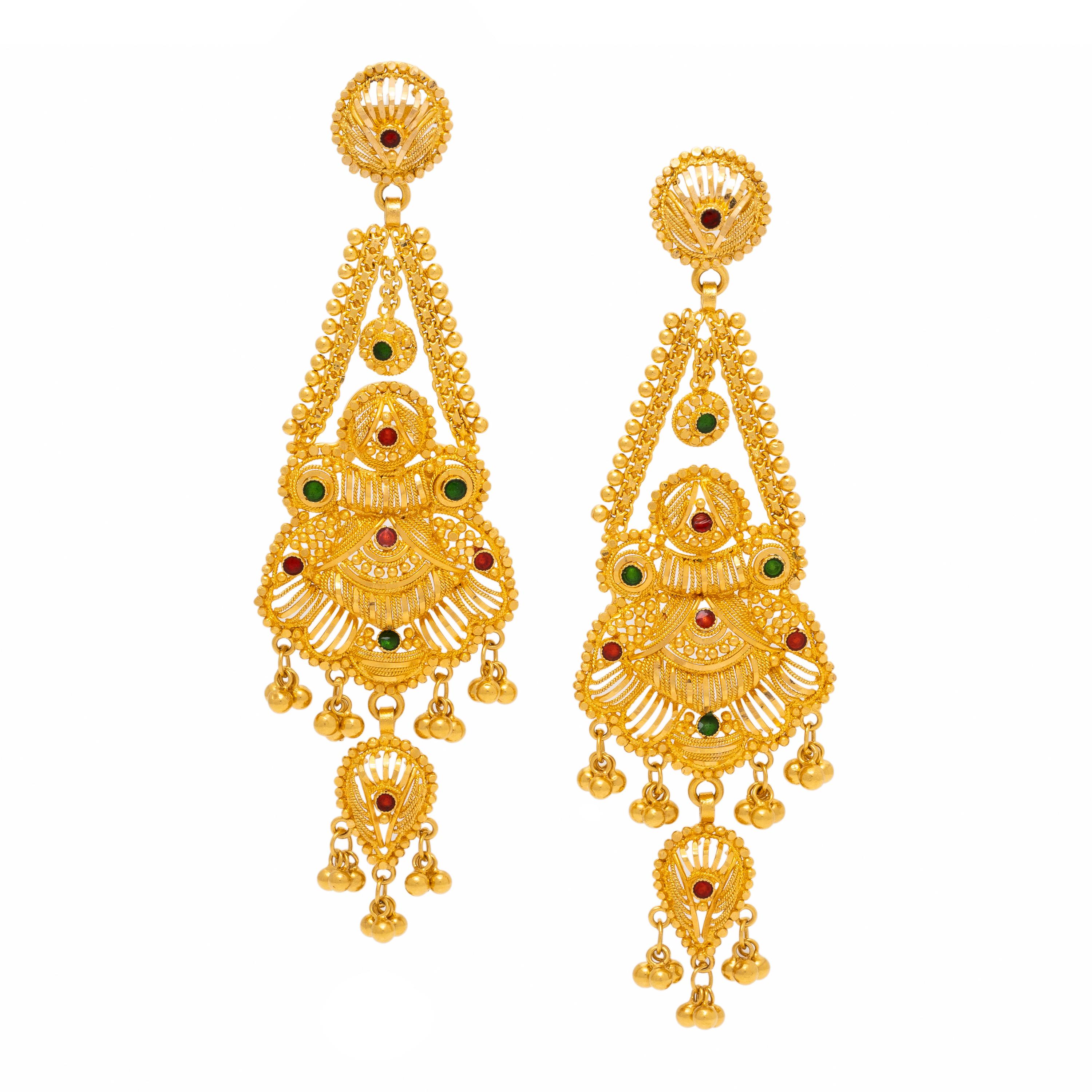 Yellow Gold and Enamel Earrings