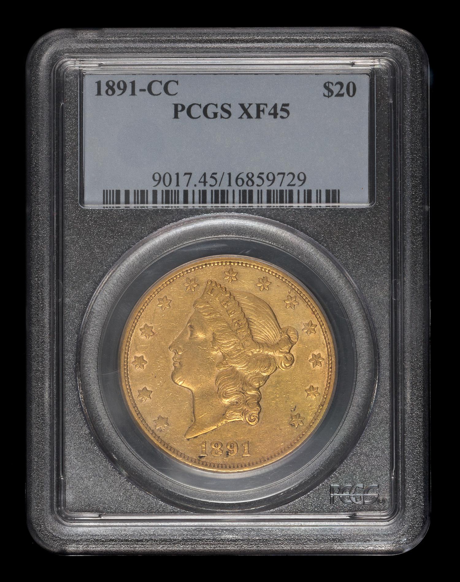 A United States 1891-CC Liberty Head $20 Gold Coin