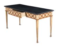 A Pair of Painted and Parcel Gilt Console Tables