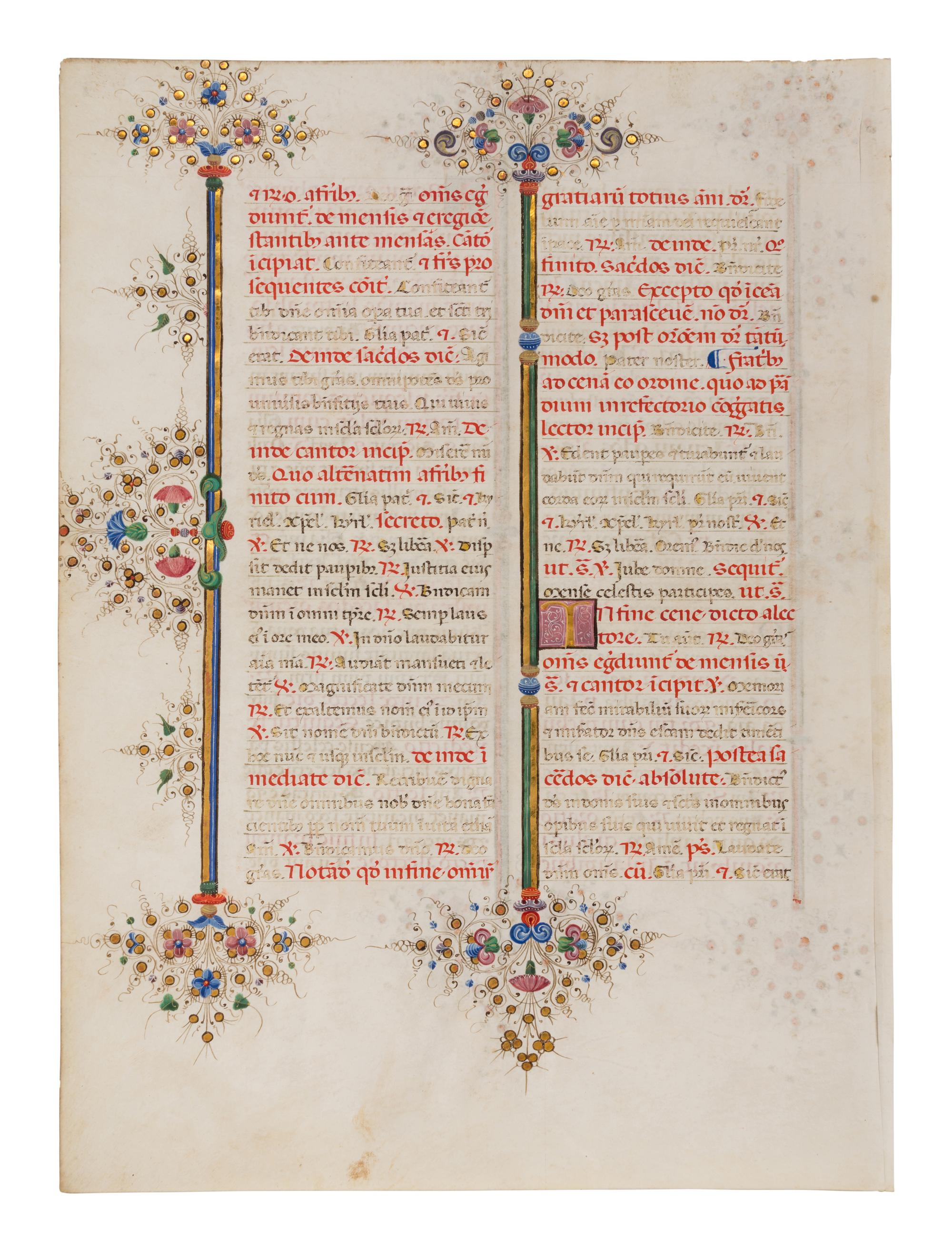 GIORGIO D’ALEMAGNA (documented Ferrara, 1441-1462) A leaf from the Breviary of Lionello d’Este, also known as the Llangattock Breviary, in Latin, illuminated manuscript on parchment [Italy, Ferrara, c. 1441-1448]