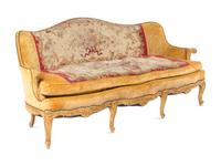 A Louis XV Painted Sofa with Aubusson Tapestry Upholstery