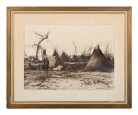 HUFFMAN, L.A. (1854-1931), photographer. Sioux Chief Spotted Eagle's Hostile Village Tongue River Valley Montana Territory, Nov. 1874 .