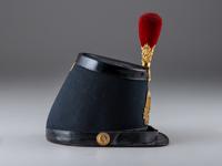 [MILITIA]. Ordnance Shako, possibly 9th New York Militia, identified to Welles. Manufactured by James S. Smith, New York.