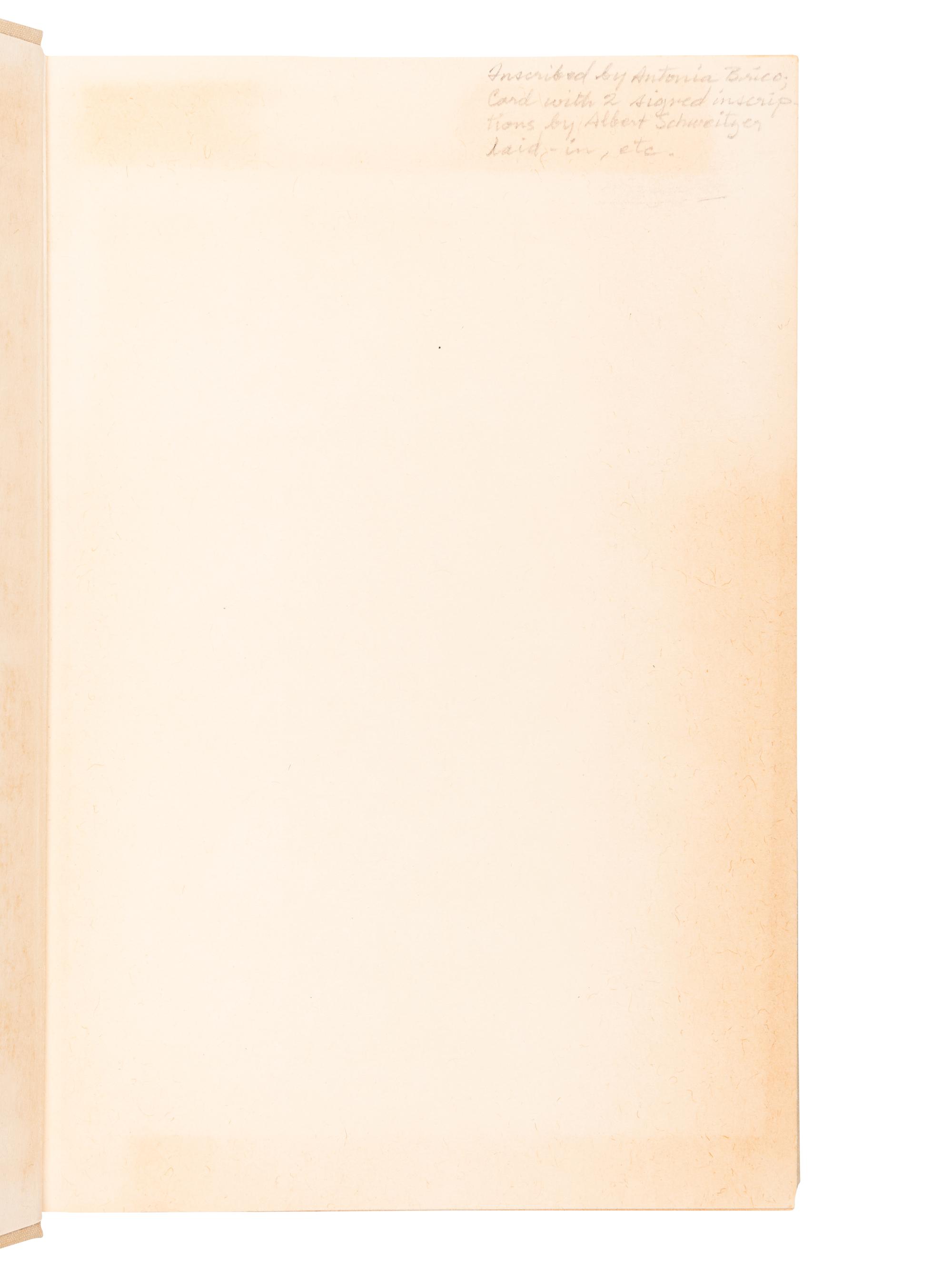 SCHWEITZER, Albert (1875-1965). Out of My Life and Thought. An Autobiography . New York: Henry Holt and Company, 1949.