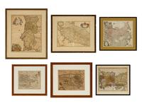 [MAPS]. A group of 6 engraved maps with hand-coloring, comprising: