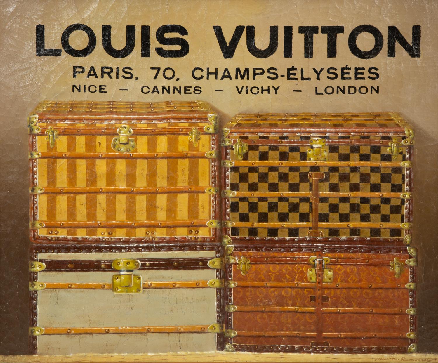 A Hand-Painted Canvas Louis Vuitton Advertising Panel