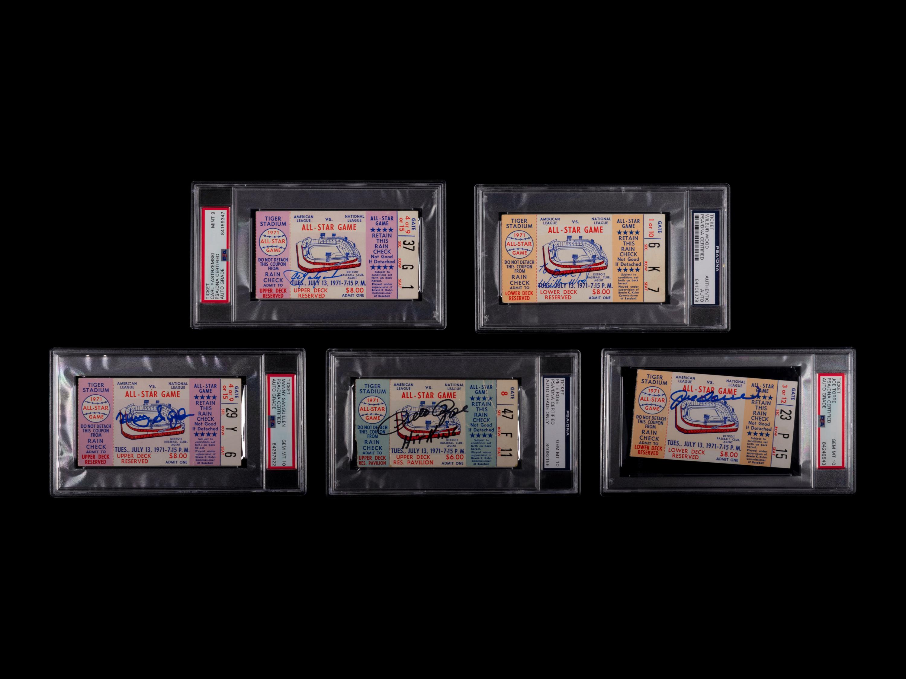 An Exceptional Collection of 29 1971 Major League Baseball All-Star Game Signed Autograph Tickets (PSA Authentic Encapsulated),