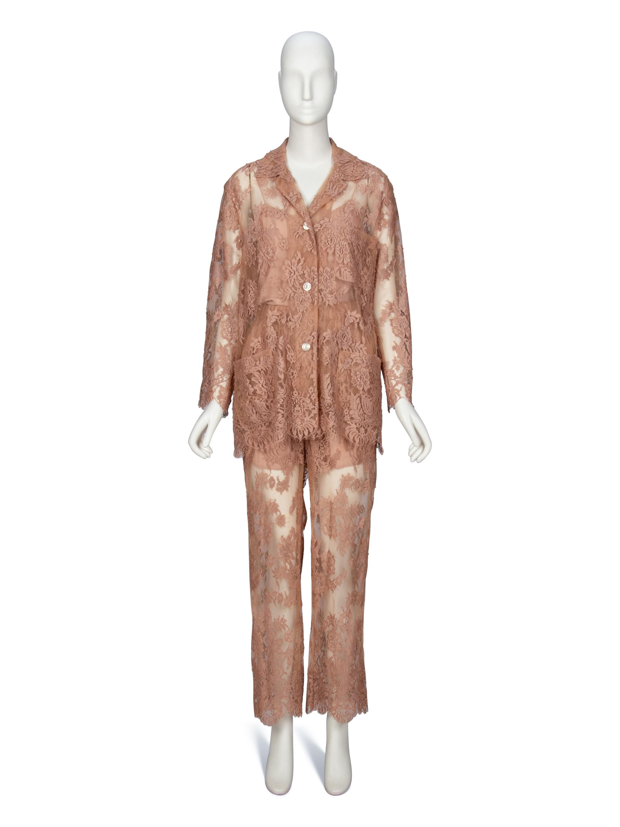GUCCI, NUDE LACE PAJAMA ENSEMBLE