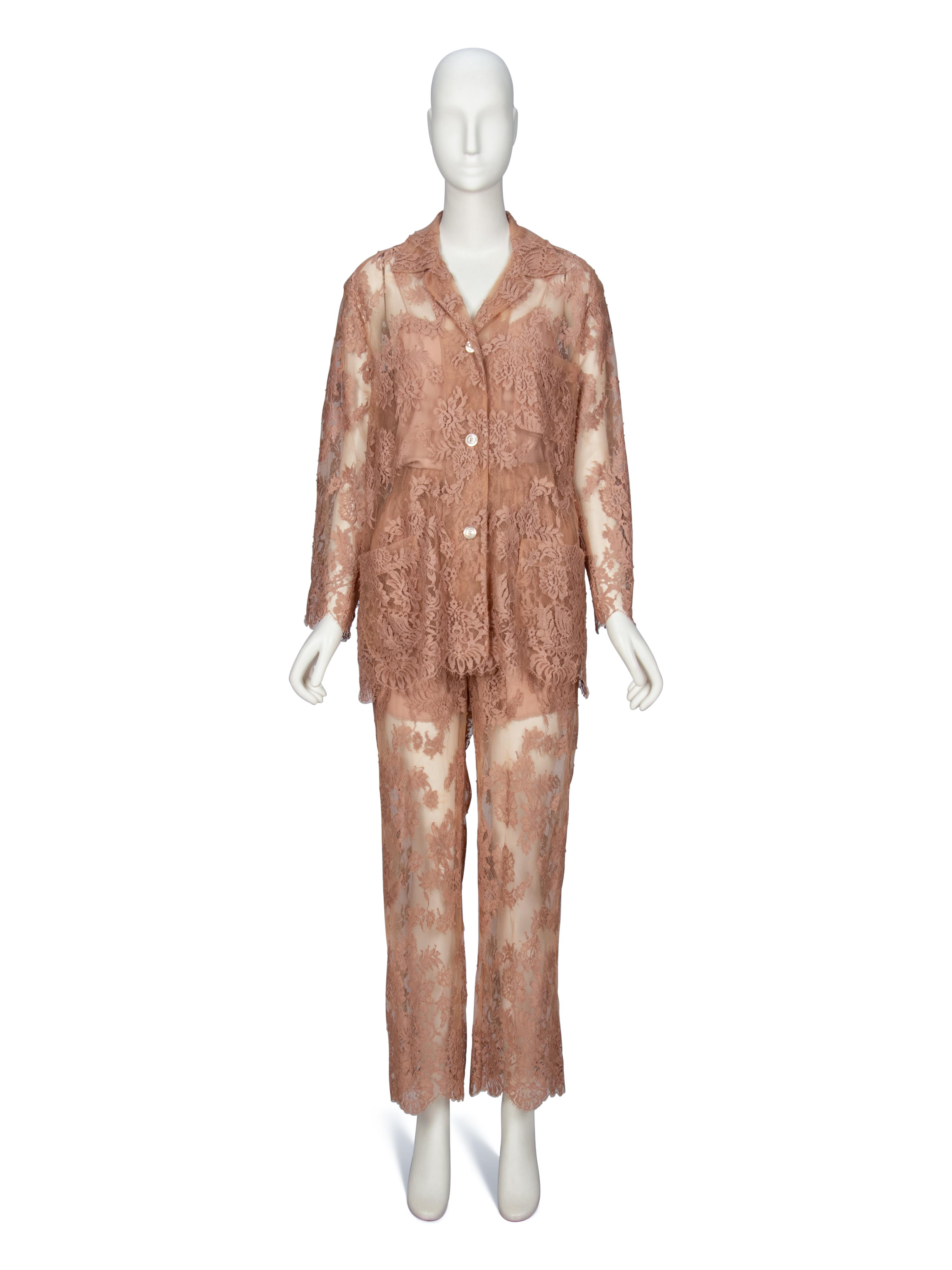 GUCCI, NUDE LACE PAJAMA ENSEMBLE