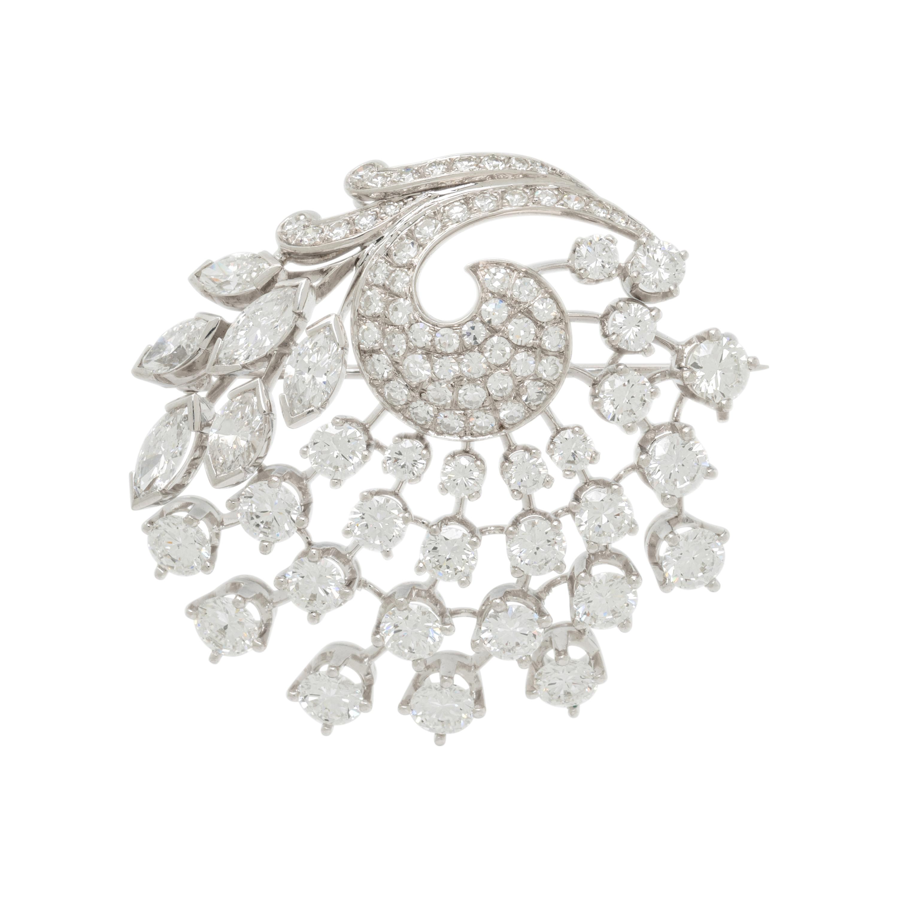 BIRKS, PLATINUM AND DIAMOND BROOCH
