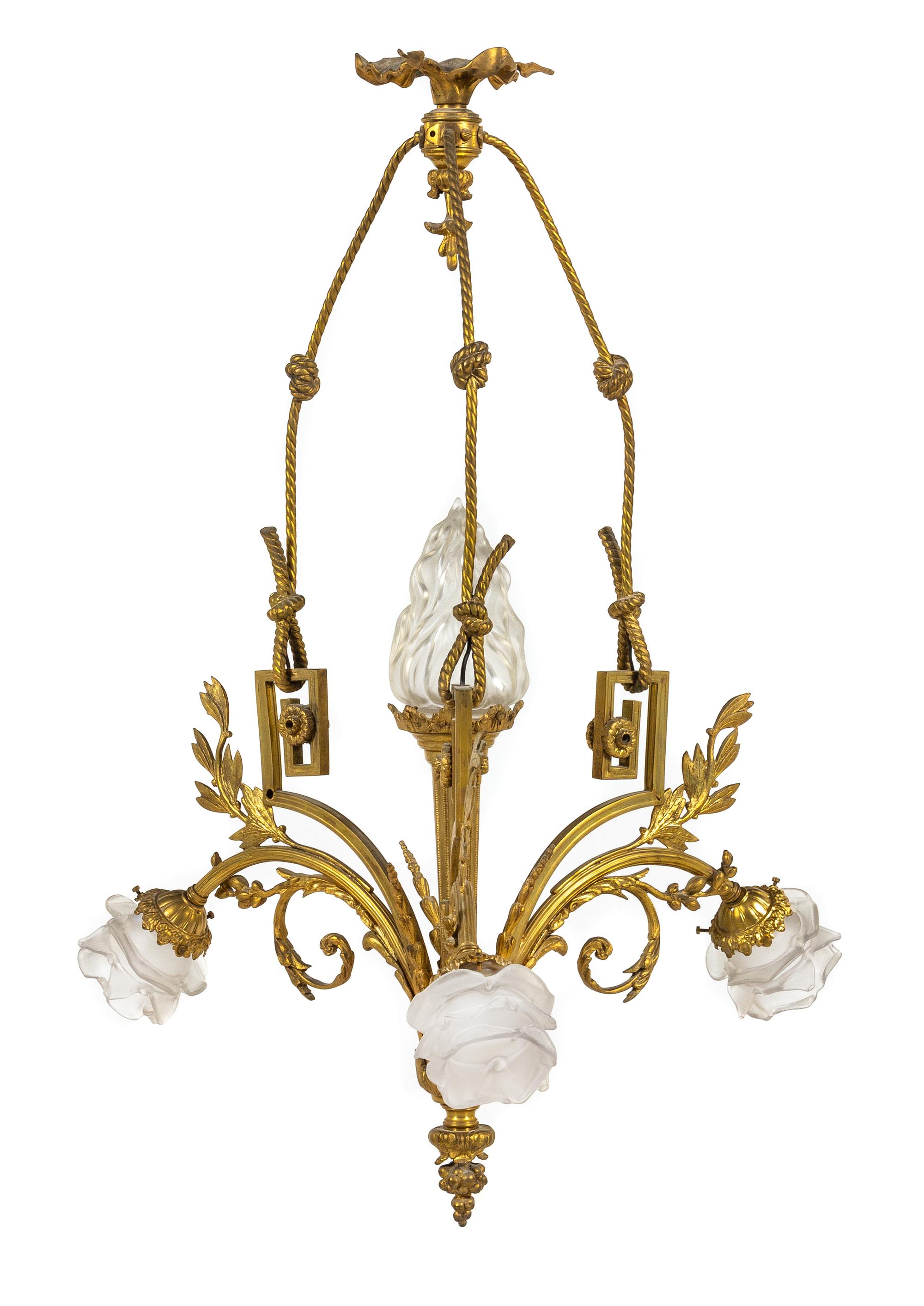 A French Gilt Bronze Four-Light Chandelier