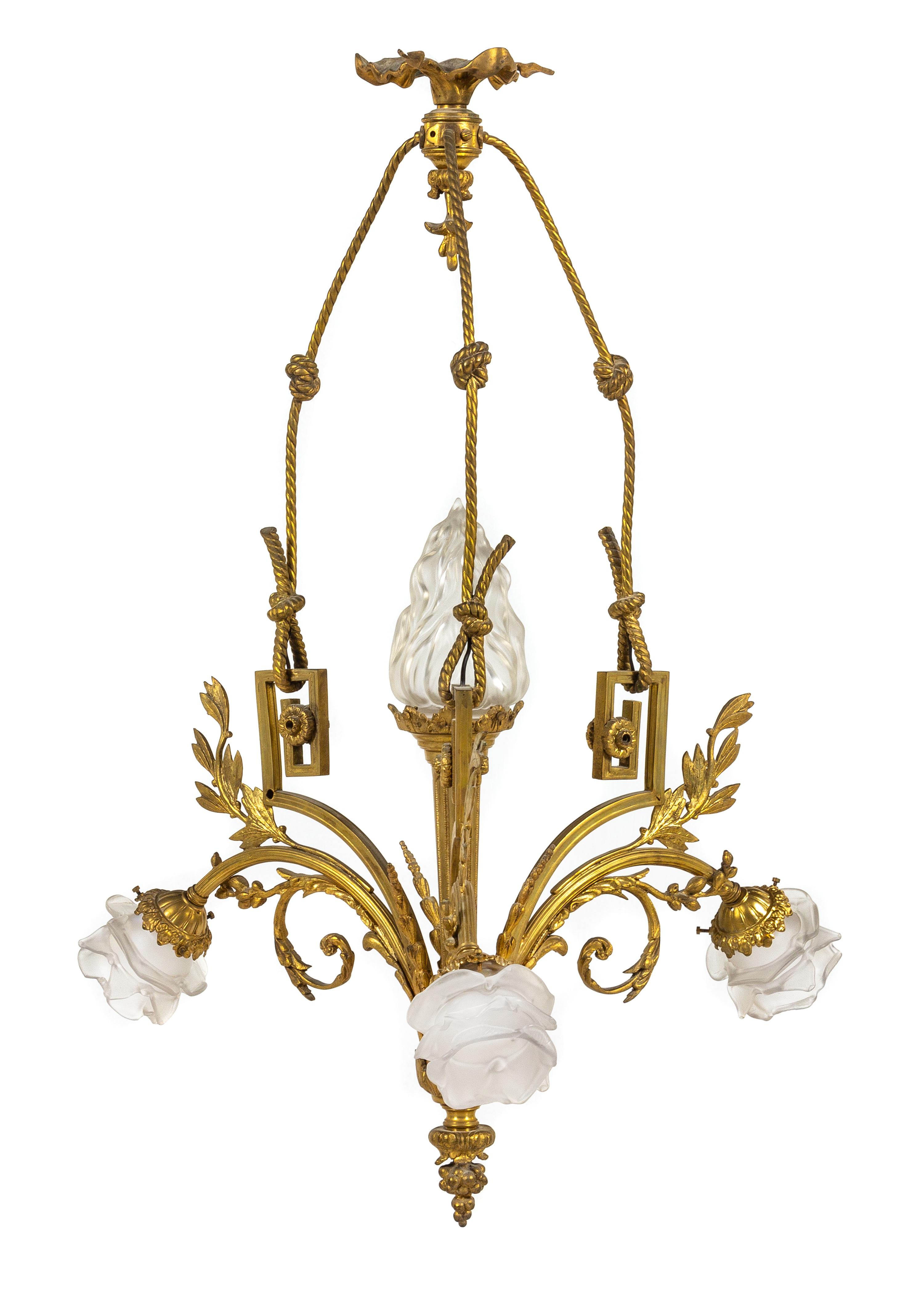 A French Gilt Bronze Four-Light Chandelier