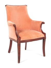 An Italian Velvet Upholstered Armchair