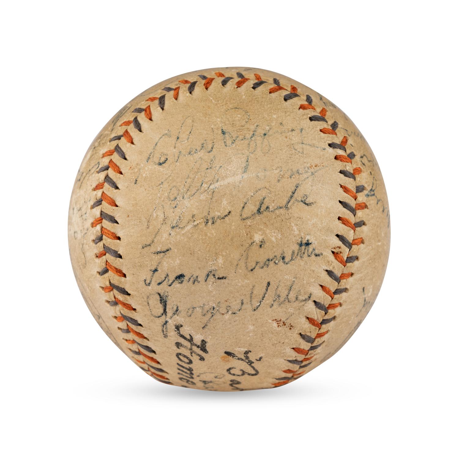 A 1934 New York Yankees Team Signed Autograph Baseball Featuring Babe Ruth and Lou Gehrig (PSA and Beckett Authentication Services Letters of Authenticity)