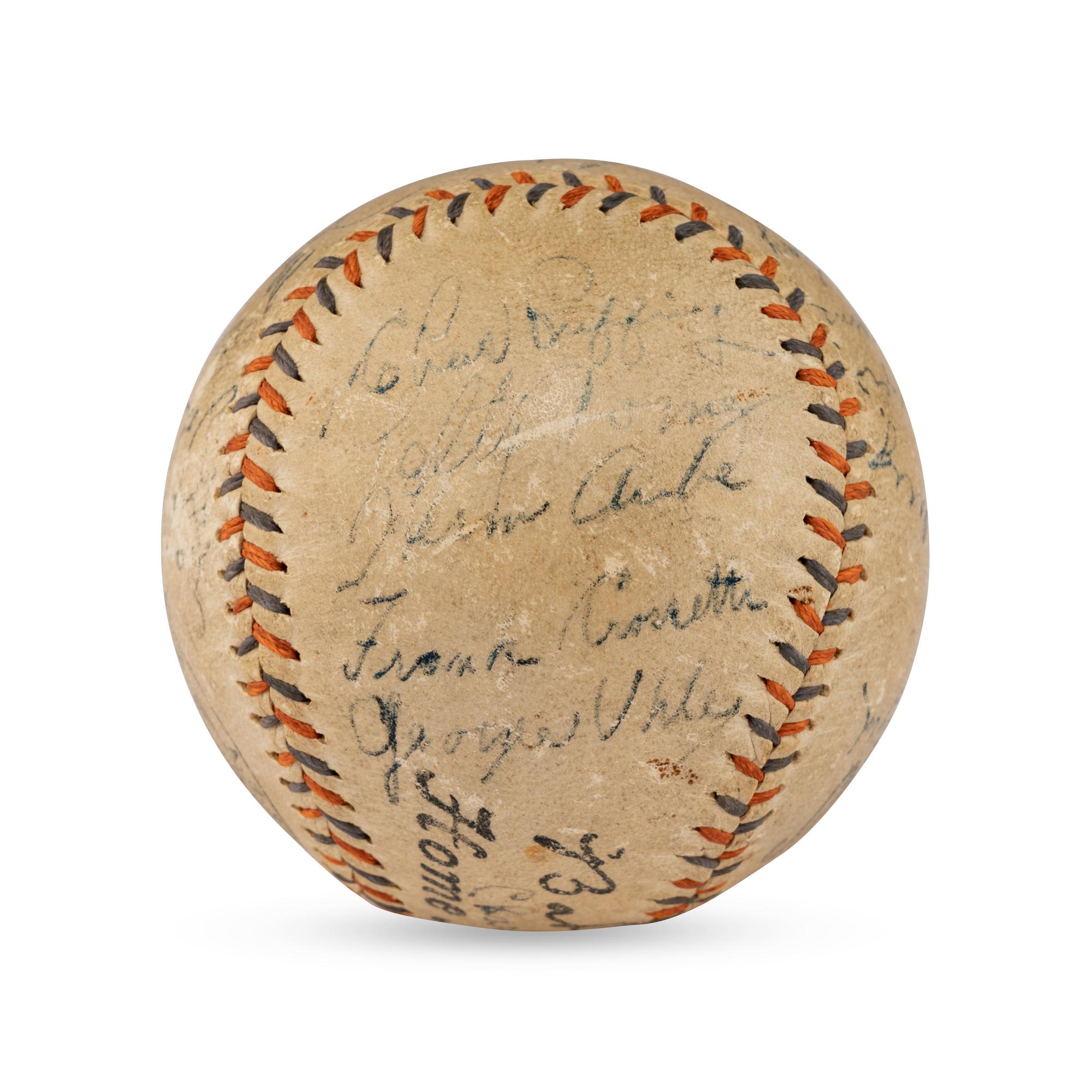 A 1934 New York Yankees Team Signed Autograph Baseball Featuring Babe Ruth and Lou Gehrig (PSA and Beckett Authentication Services Letters of Authenticity)