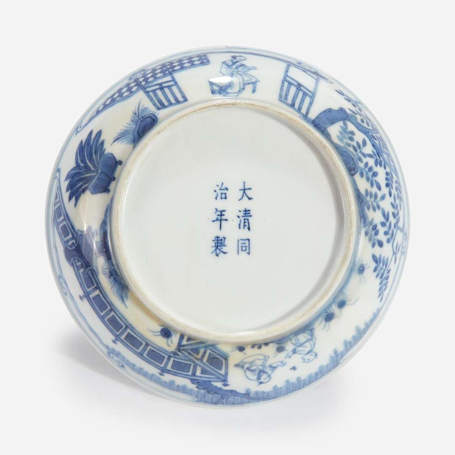 A Chinese blue and white porcelain "Three Friends" dish Tongzhi mark and of the period