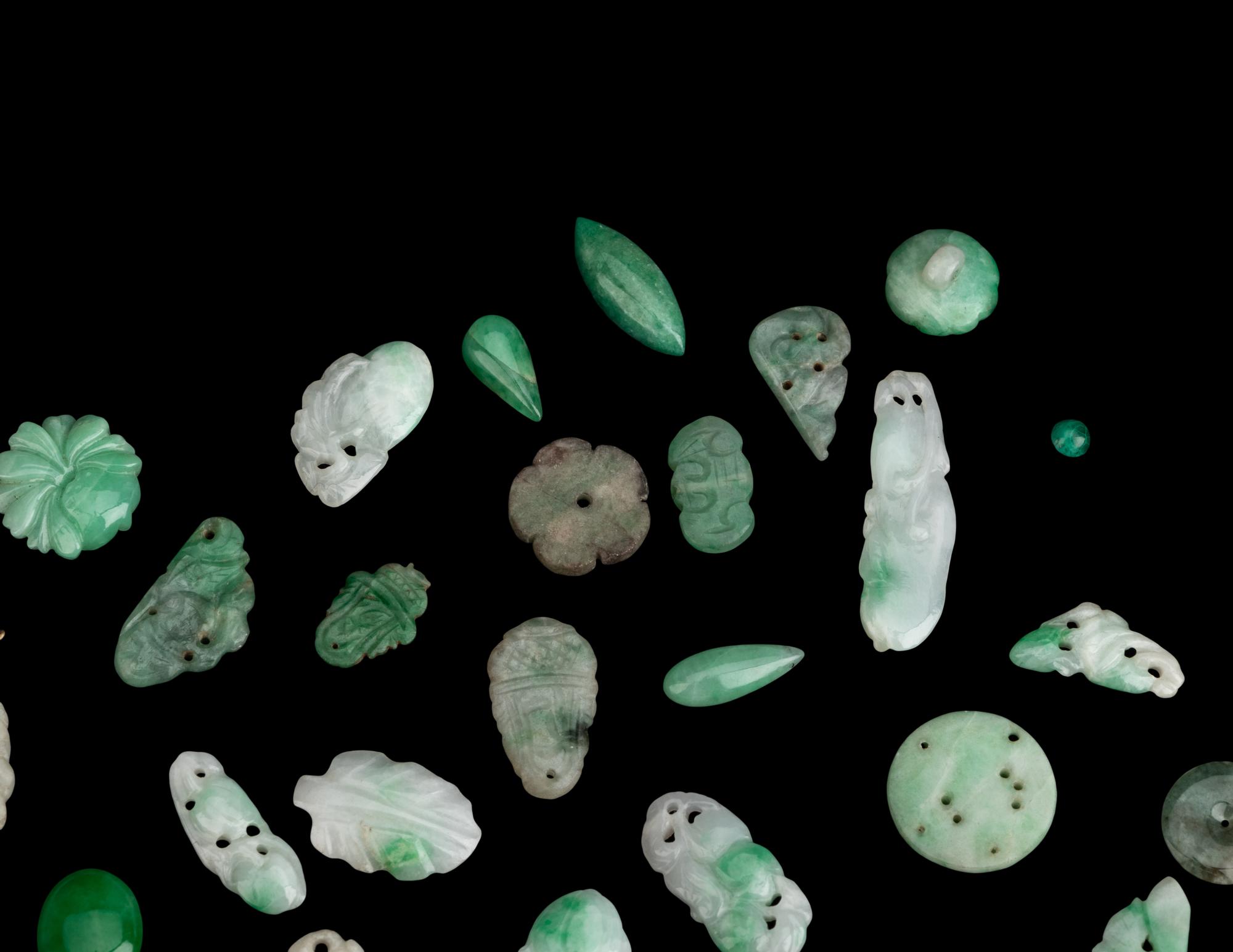 A Group of Chinese Jadeite Jewelry Pieces