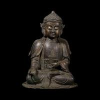 A Chinese Patinated Copper Alloy Seated Buddha 漆銅坐佛