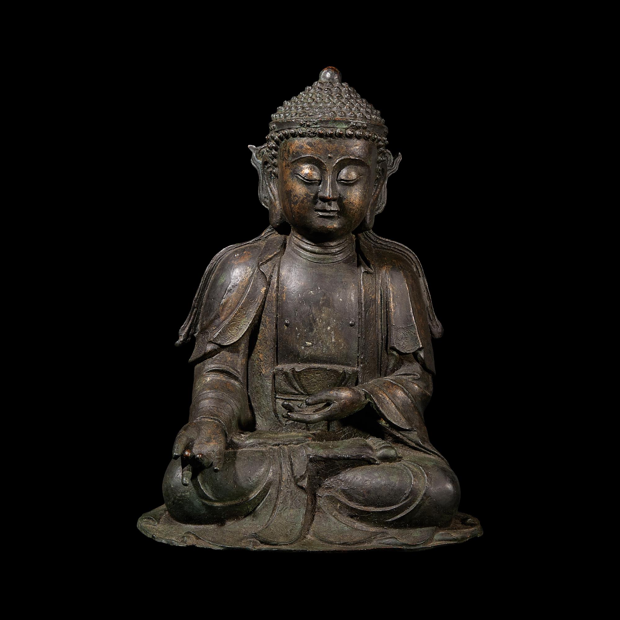 A Chinese Patinated Copper Alloy Seated Buddha 漆銅坐佛