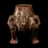 A Nicoya Polychrome Jaguar Effigy Vessel