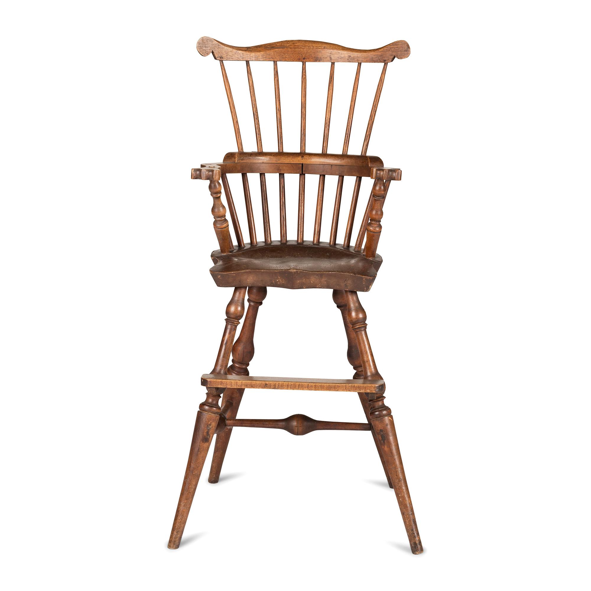 A Comb-Back Knuckle-Arm Compass Seat Windsor Child’s High Chair