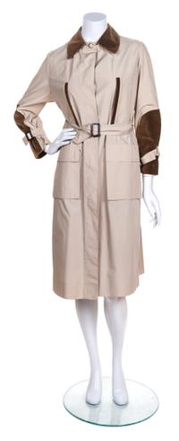 A Stanley Korshak Khaki Trench Coat, Size 8.