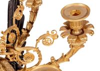 A Pair of Empire Style Gilt and Patinated Cast Metal Seven-Light Torchères