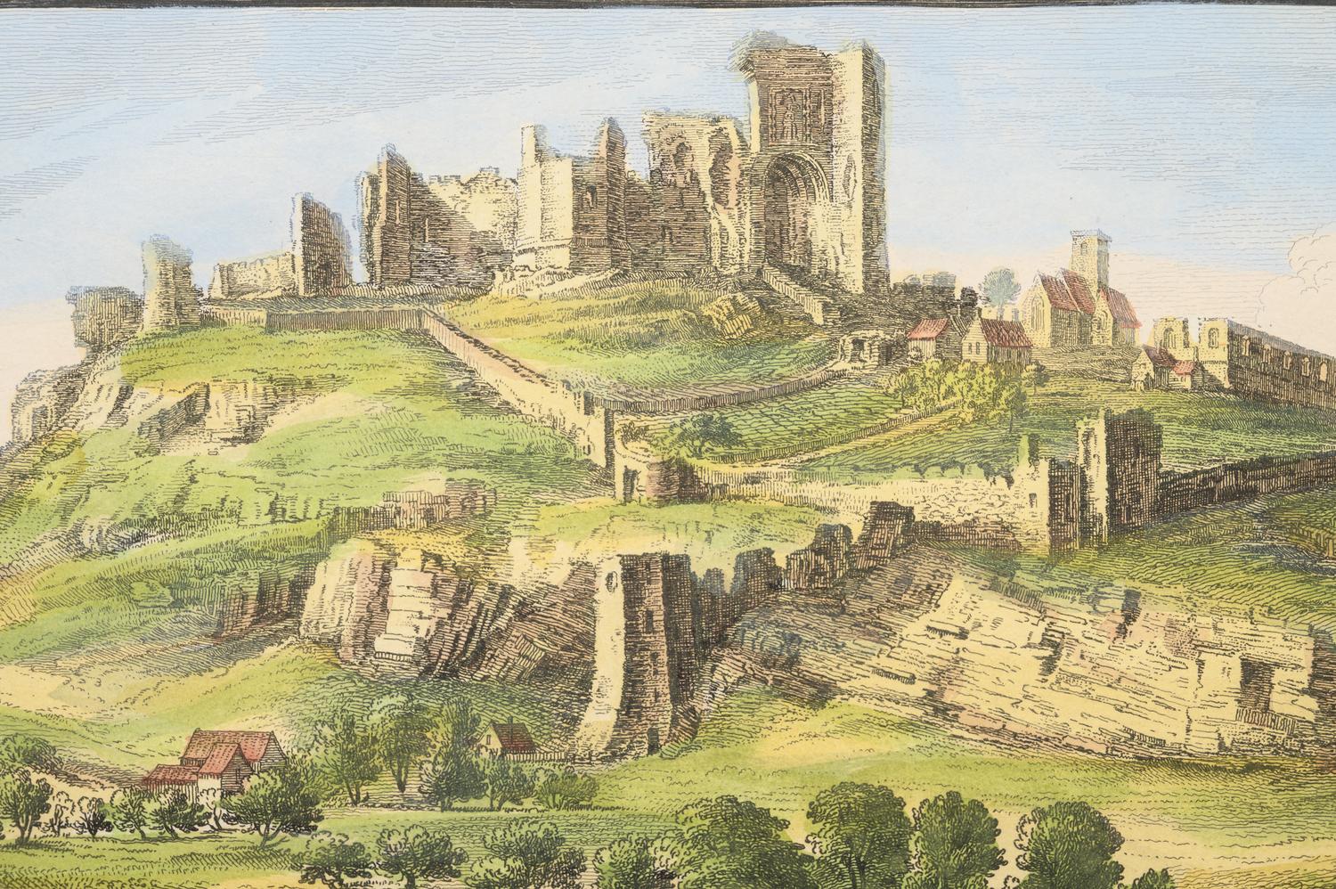 A Set of Eight English Architectural Engravings with Hand-Coloring