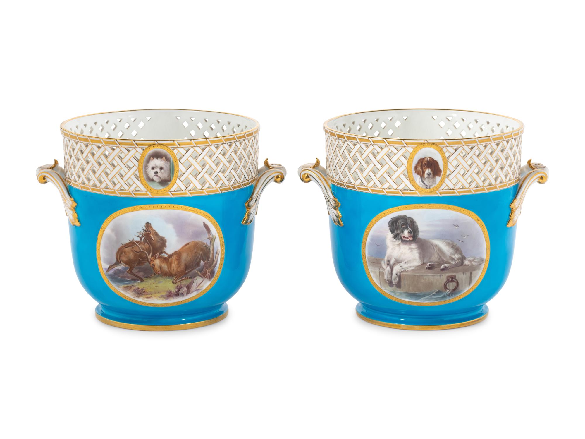A Pair of Mintons Porcelain Cache Pots